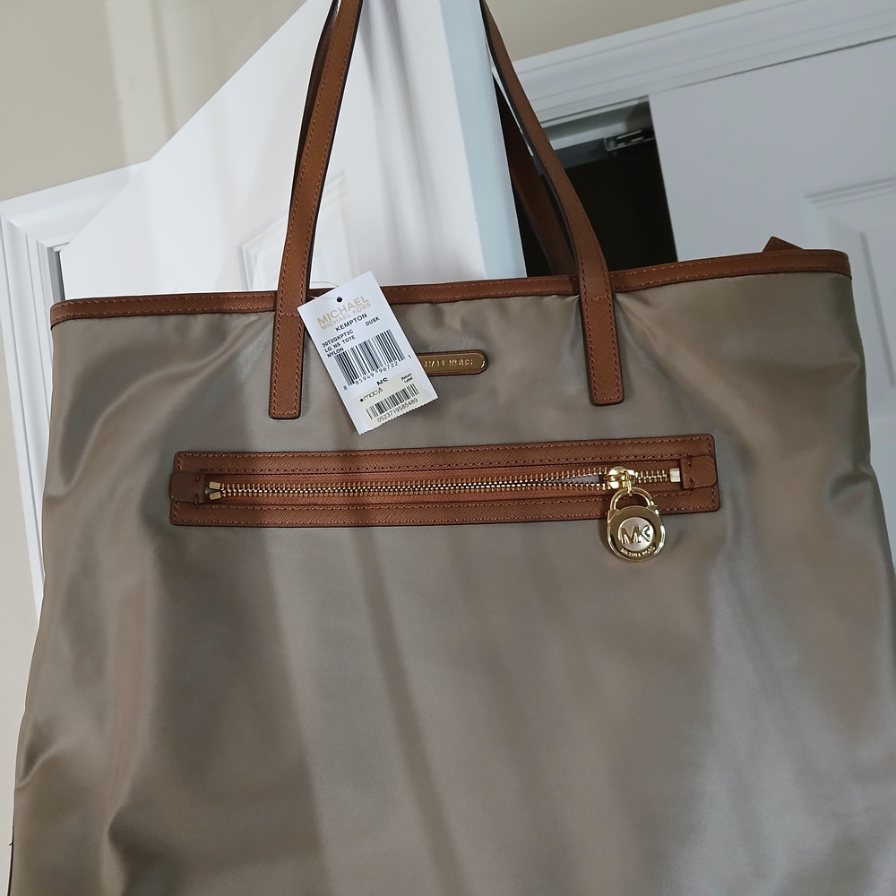 Michael Kors Brown and Tan Tote Bag with Structured Design